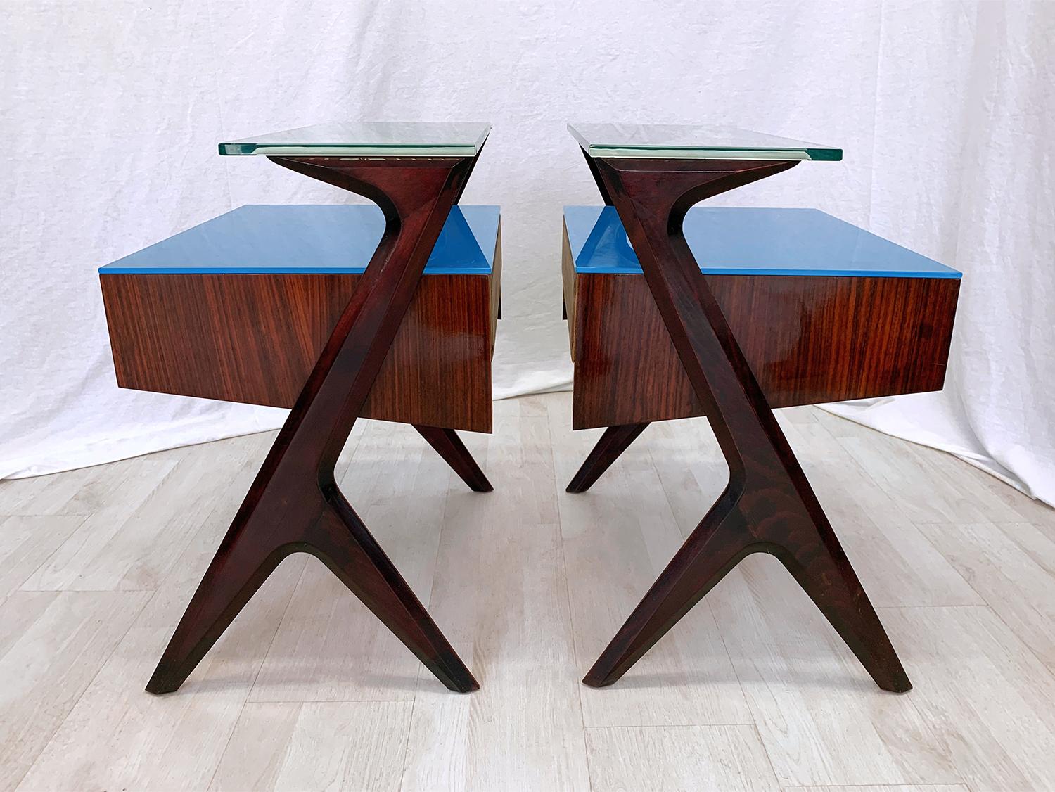 Pair of Italian Midcentury Bedside Tables or Nightstand by Vittorio Dassi, 1950s 5