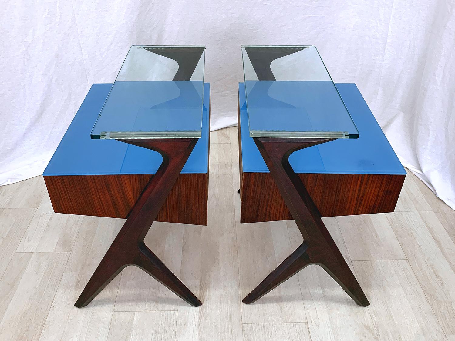 Pair of Italian Midcentury Bedside Tables or Nightstand by Vittorio Dassi, 1950s 6