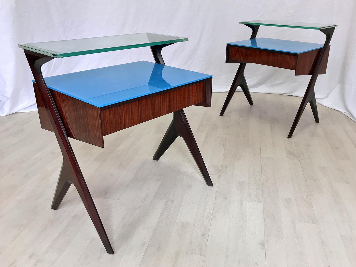 Pair of Italian Midcentury Bedside Tables or Nightstand by Vittorio Dassi, 1950s 7