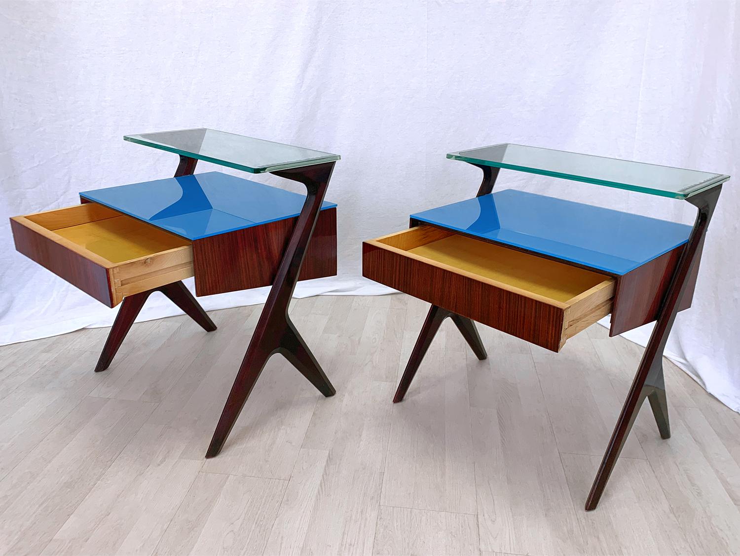Pair of Italian Midcentury Bedside Tables or Nightstand by Vittorio Dassi, 1950s 10