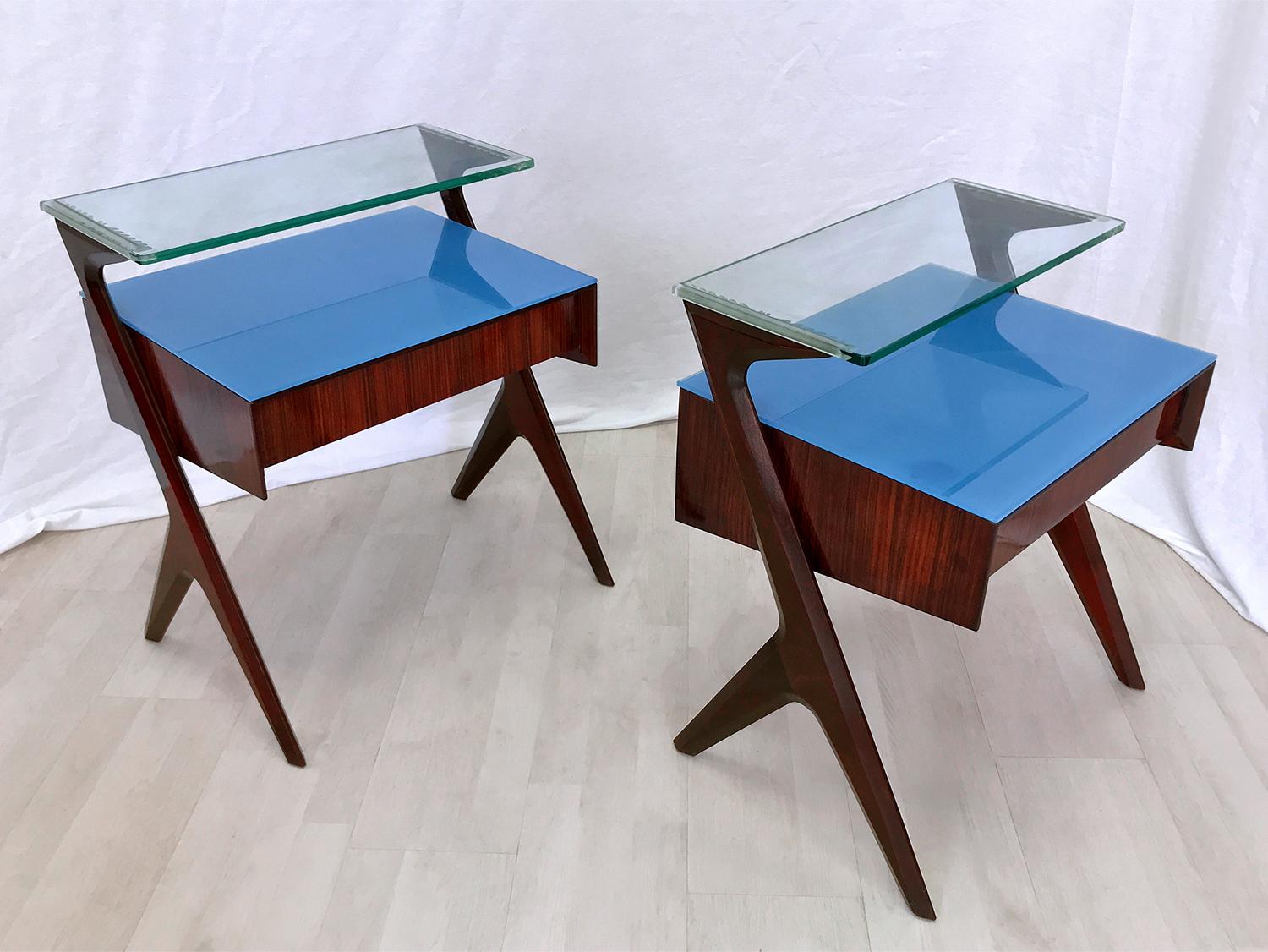 Pair of Italian Midcentury Bedside Tables or Nightstand by Vittorio Dassi, 1950s 3