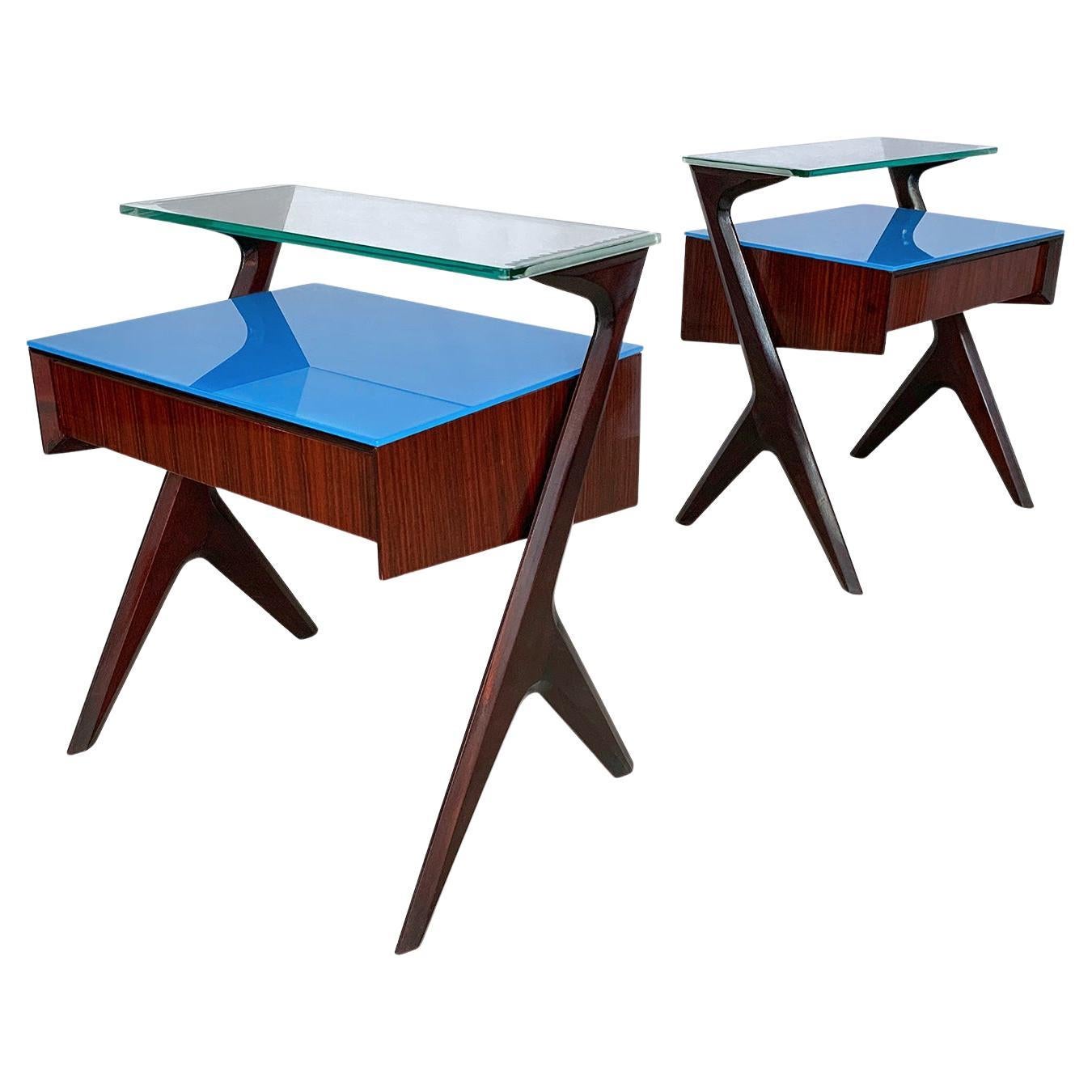 Pair of Italian Midcentury Bedside Tables or Nightstand by Vittorio Dassi, 1950s