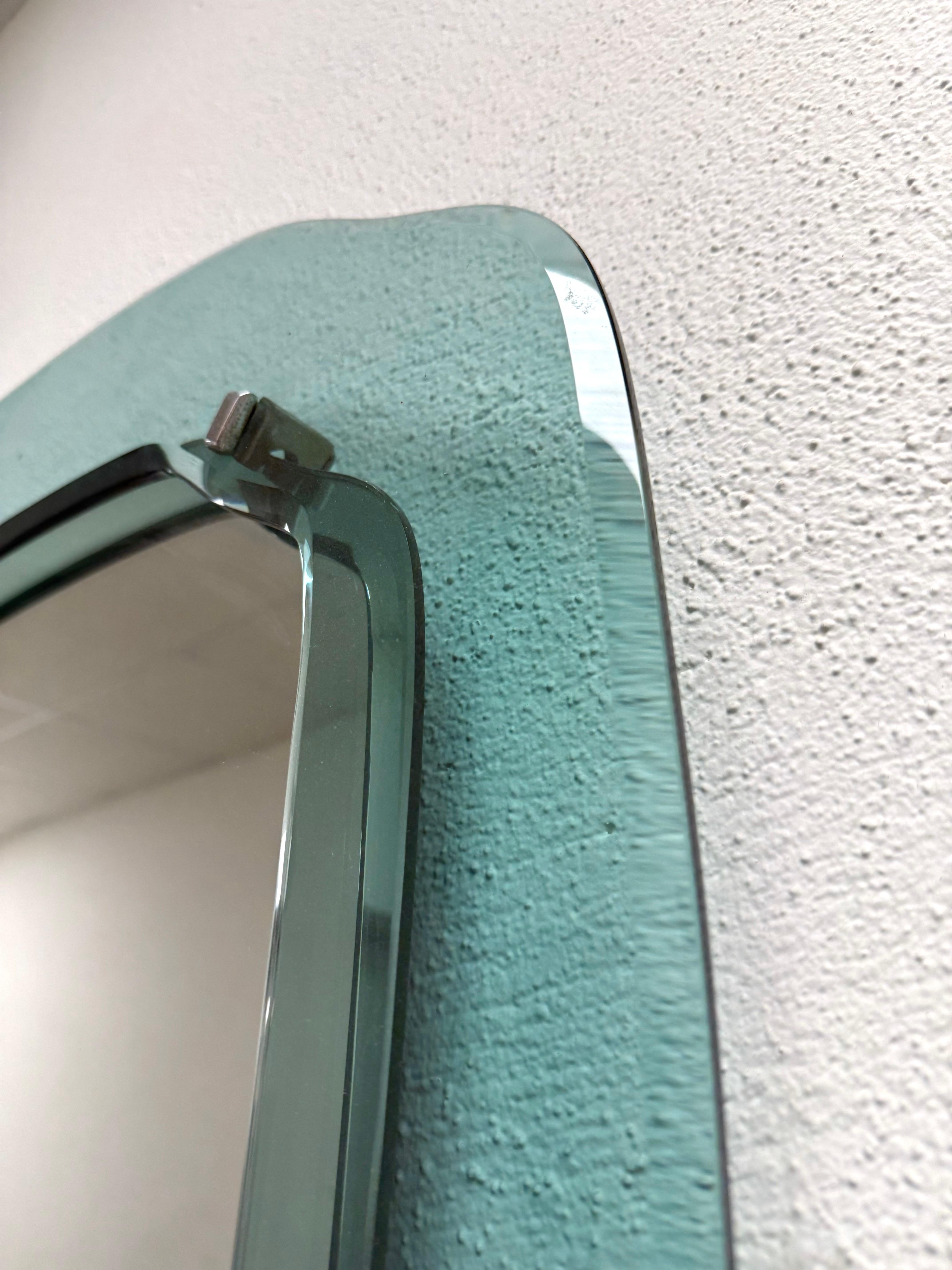 Paar italienische blau-grüne Glasspiegel aus der Mitte des Jahrhunderts, Max Ingrand & Fontana Arte im Angebot 2