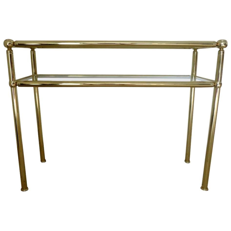 Pair of Italian Midcentury Brass Console Table, Italy, 1950s For Sale