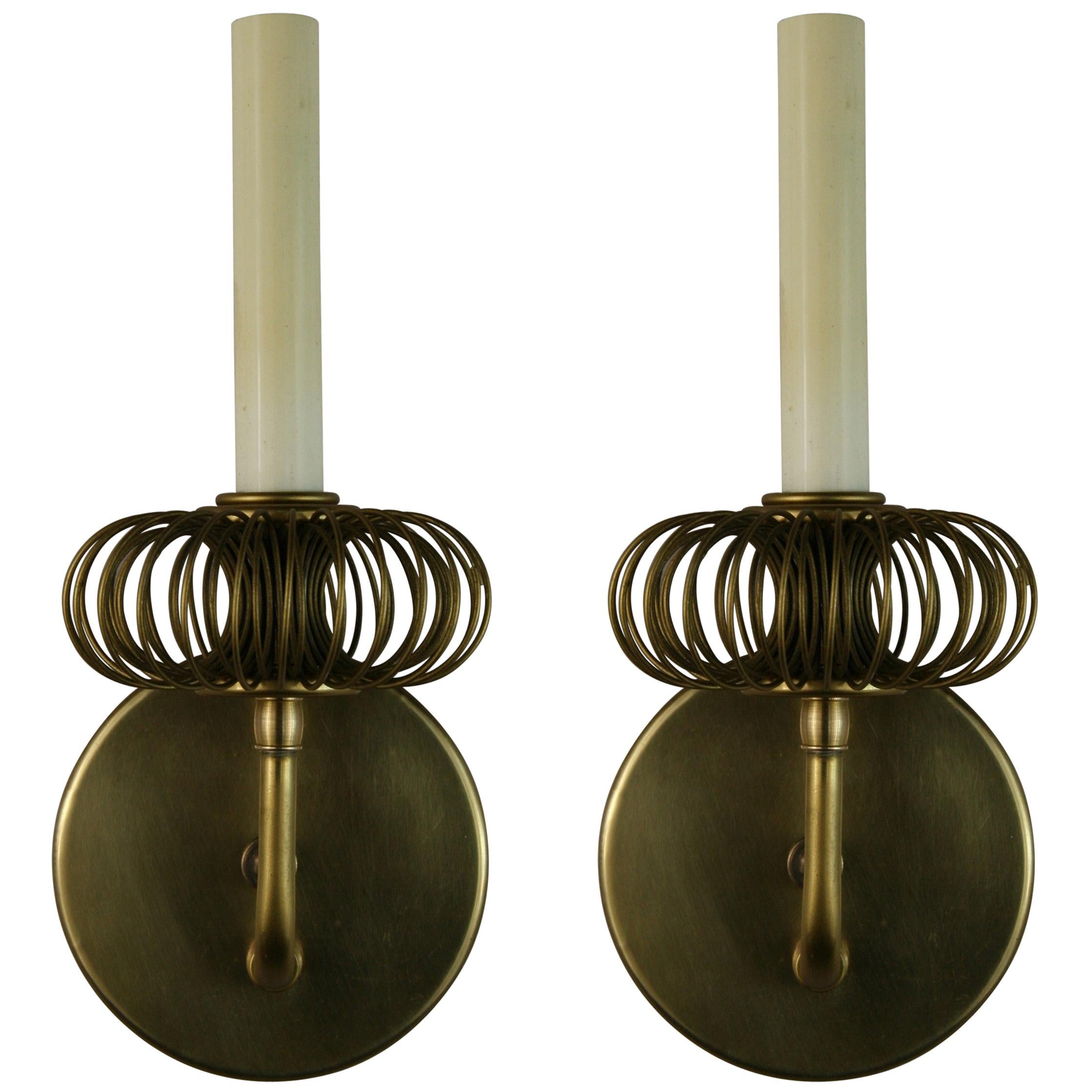 Pair of Italian Midcentury Brass Wire Sconces