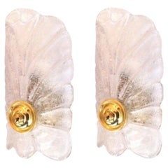 Pair of Italian Midcentury Clear Murano Glass Wall Sconces, 1960s