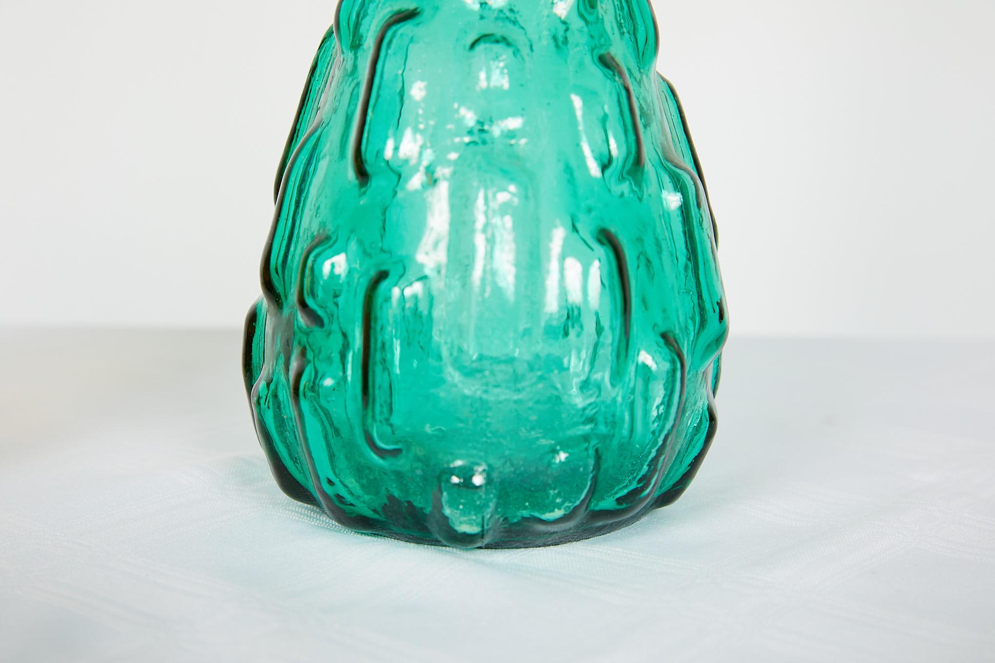 Pair of Italian Midcentury Empoli Glass Genie Decanters 2