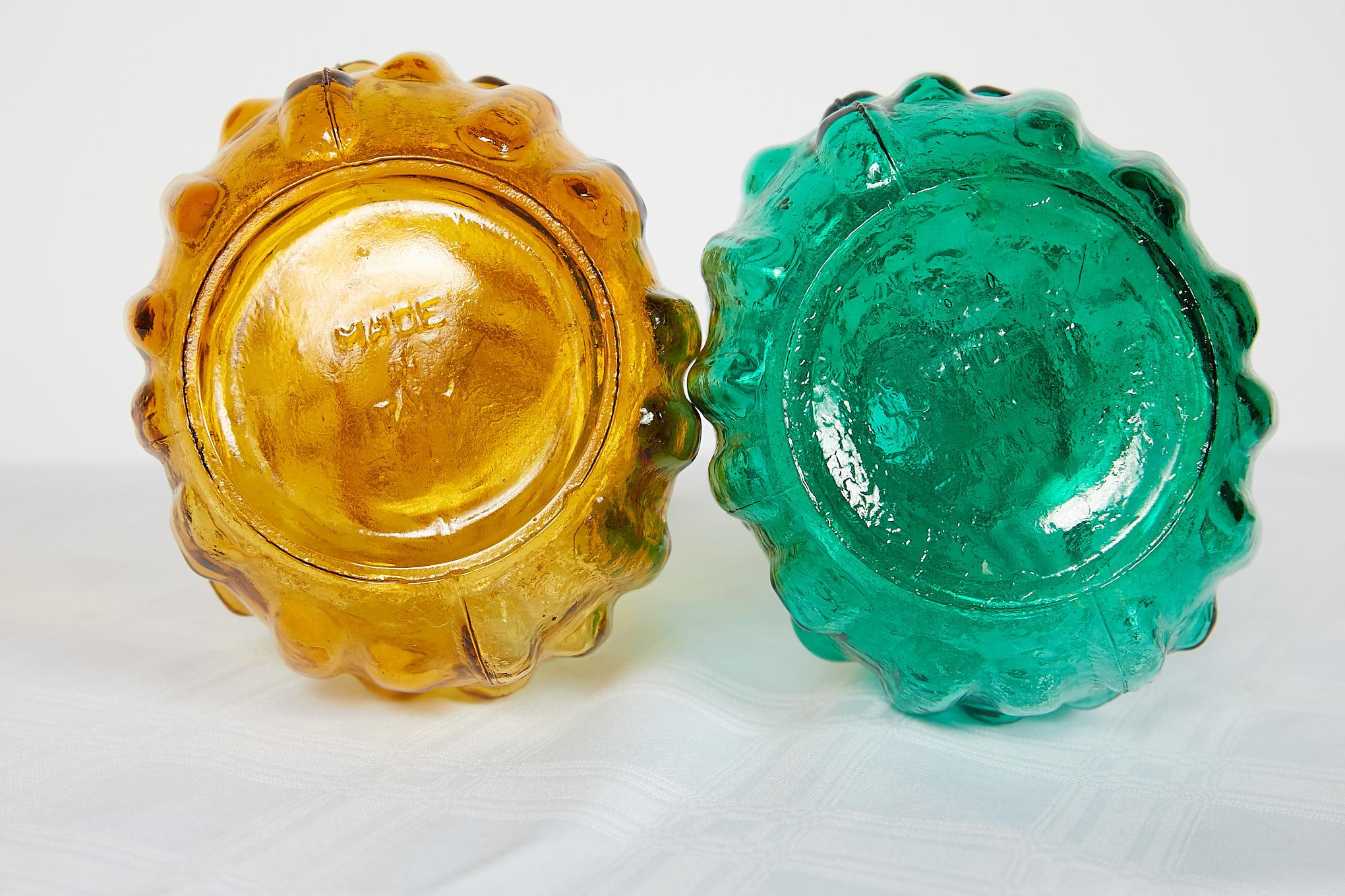 Pair of Italian Midcentury Empoli Glass Genie Decanters 5