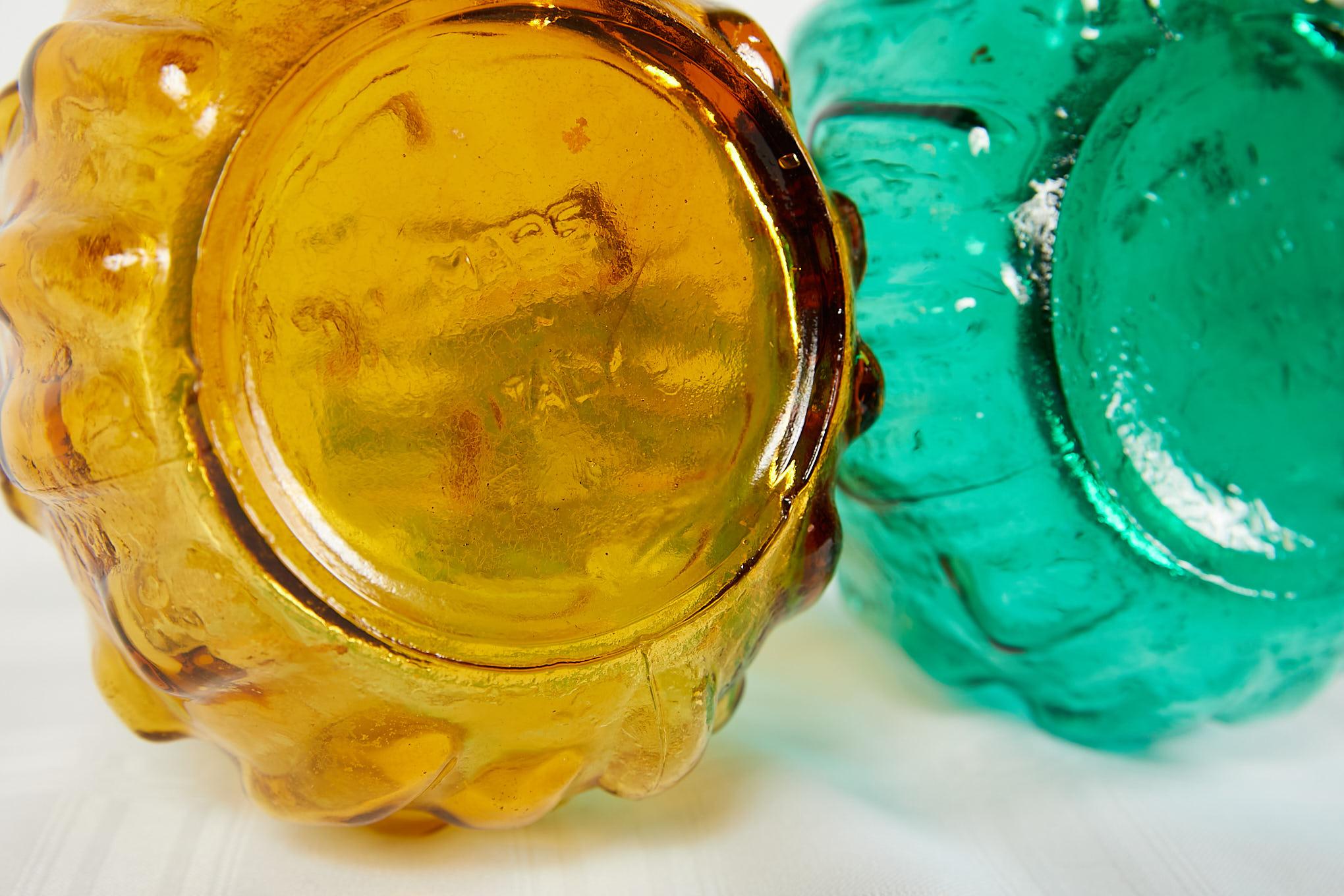 Pair of Italian Midcentury Empoli Glass Genie Decanters 7