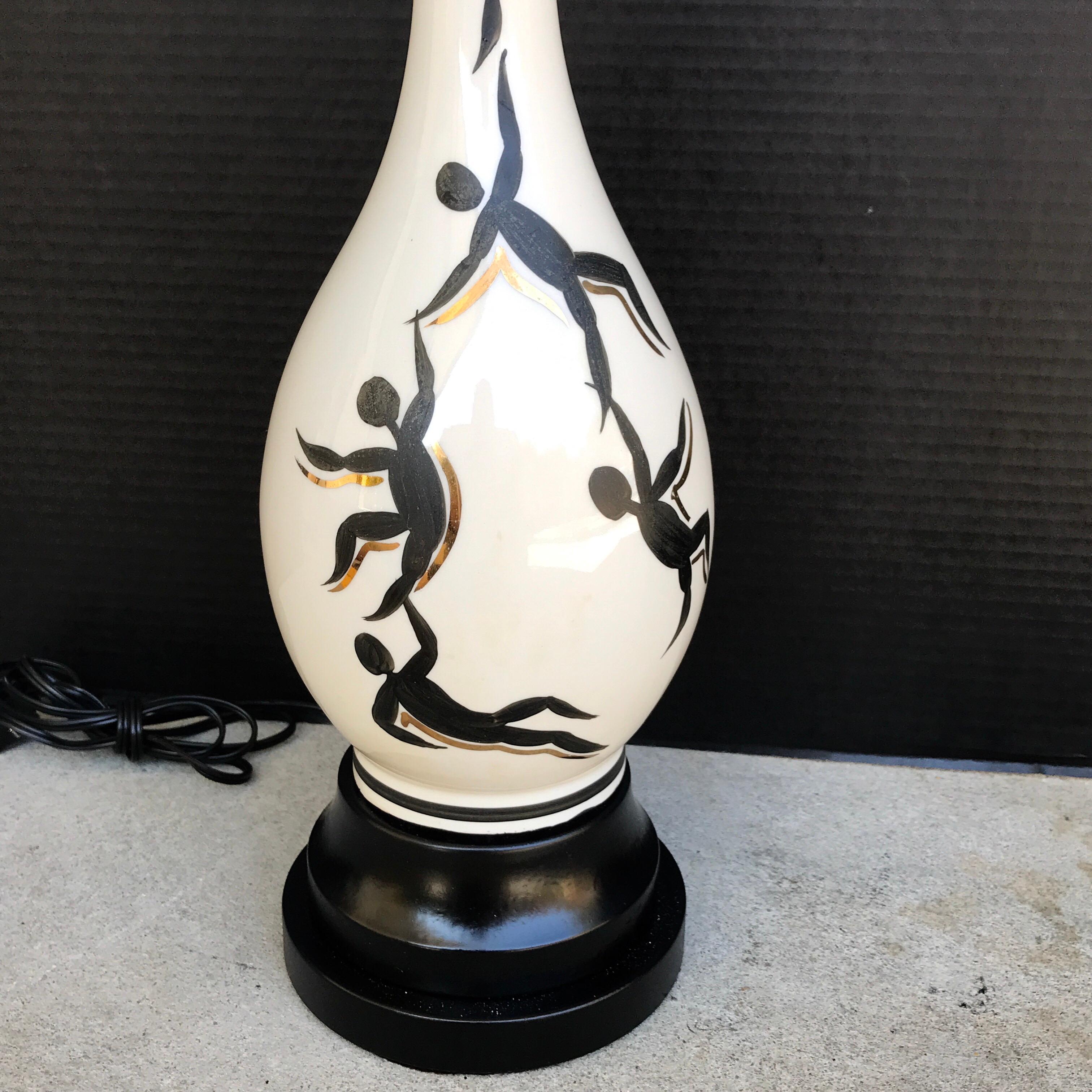 Paar italienische figurale Mid-Century-Lampen in der Art von Ernestine im Angebot 1