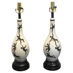Pair of Italian Midcentury Figural Lamps, in the Manner of Ernestine