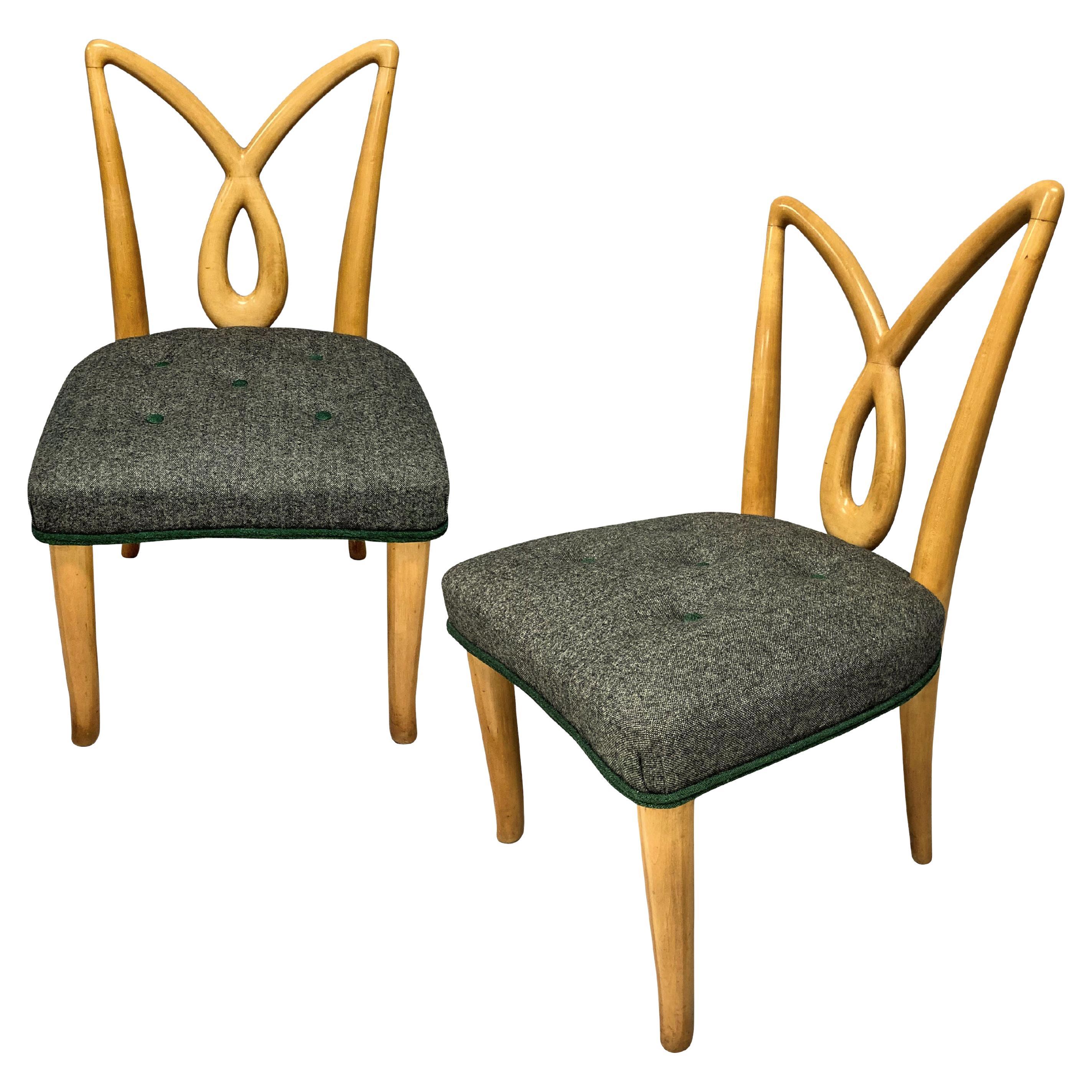 Pair of Italian Midcentury Hall Chairs For Sale