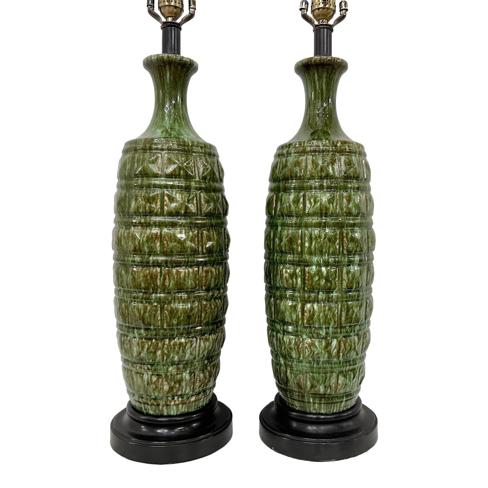 Glazed Pair of Italian Midcentury Lamps For Sale