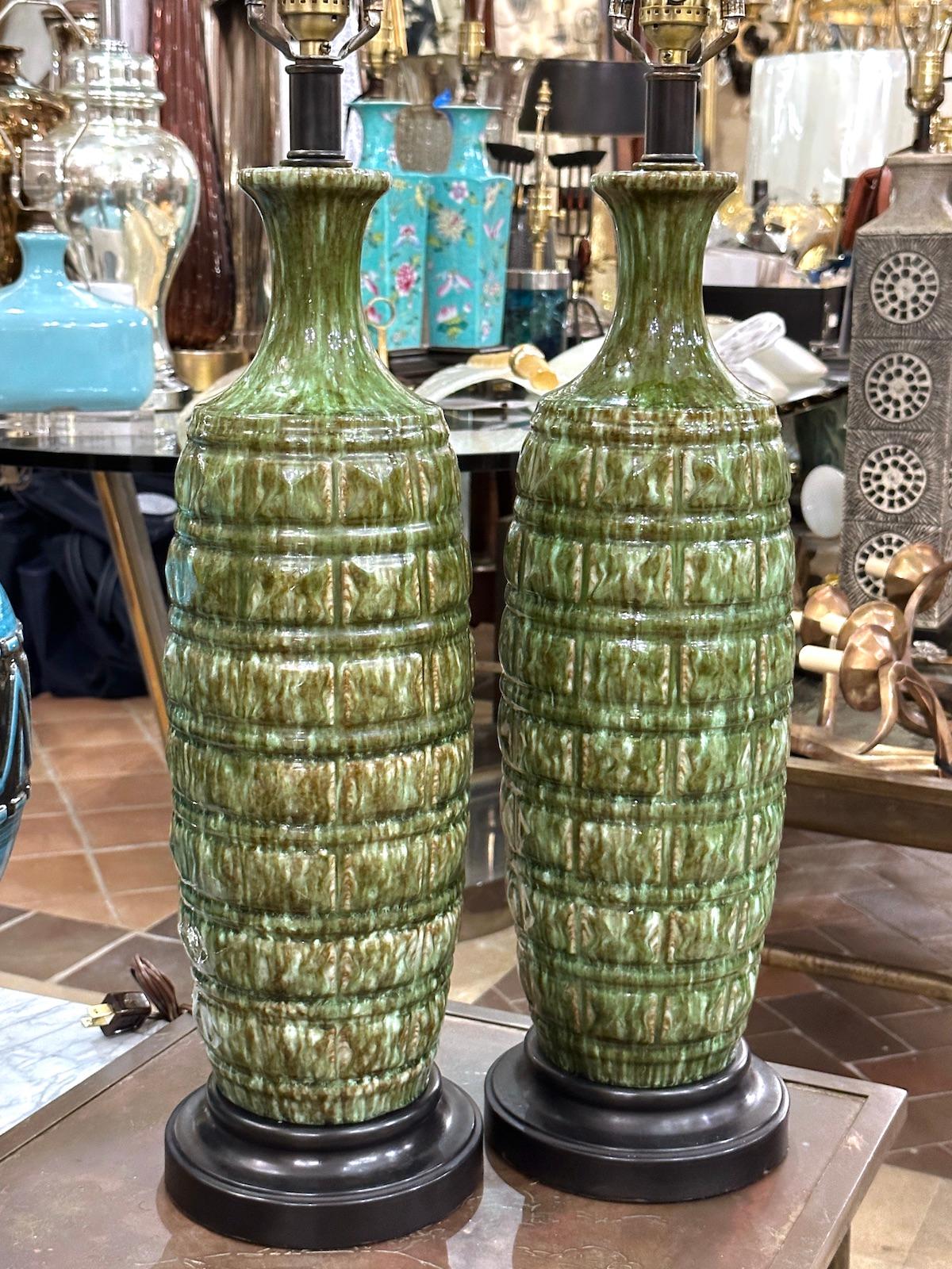 Pair of Italian Midcentury Lamps In Good Condition For Sale In New York, NY