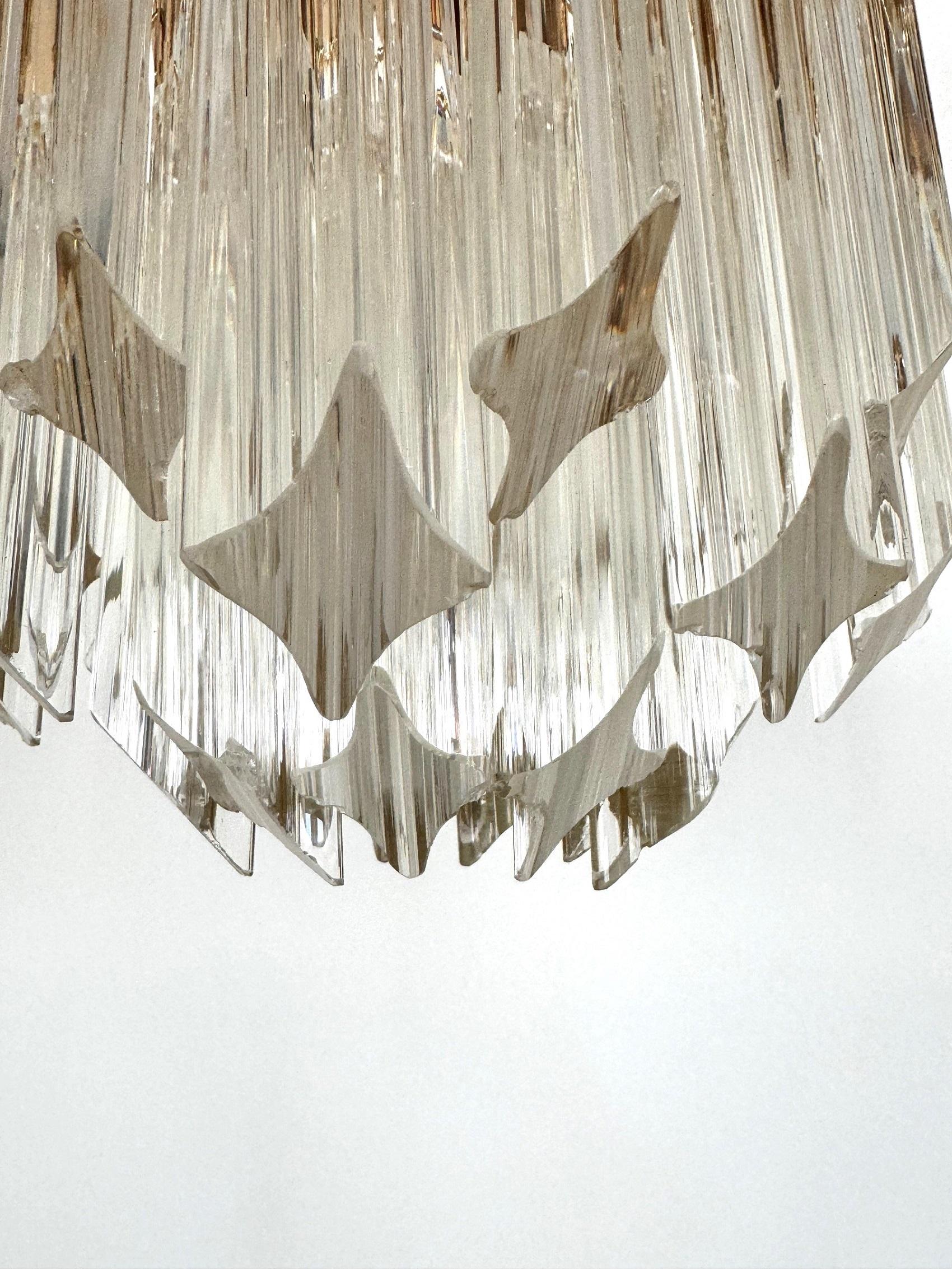 Pair of Italian Midcentury Murano Glass Trilobi Flush Mount Chandelier, 1970s For Sale 3