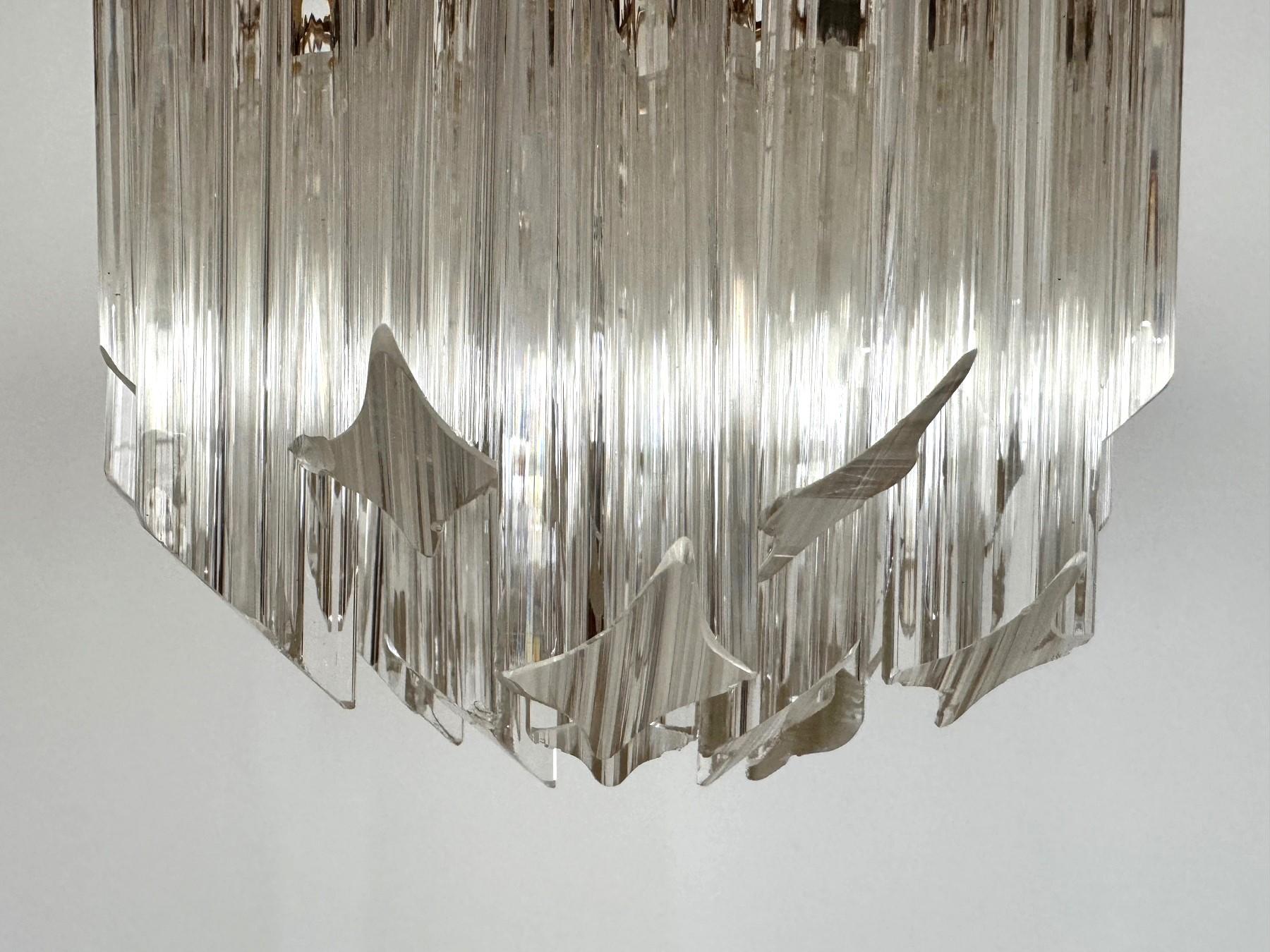 Pair of Italian Midcentury Murano Glass Trilobi Flush Mount Chandelier, 1970s For Sale 5