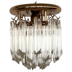 Pair of Italian Midcentury Murano Glass Trilobi Flush Mount Chandelier, 1970s