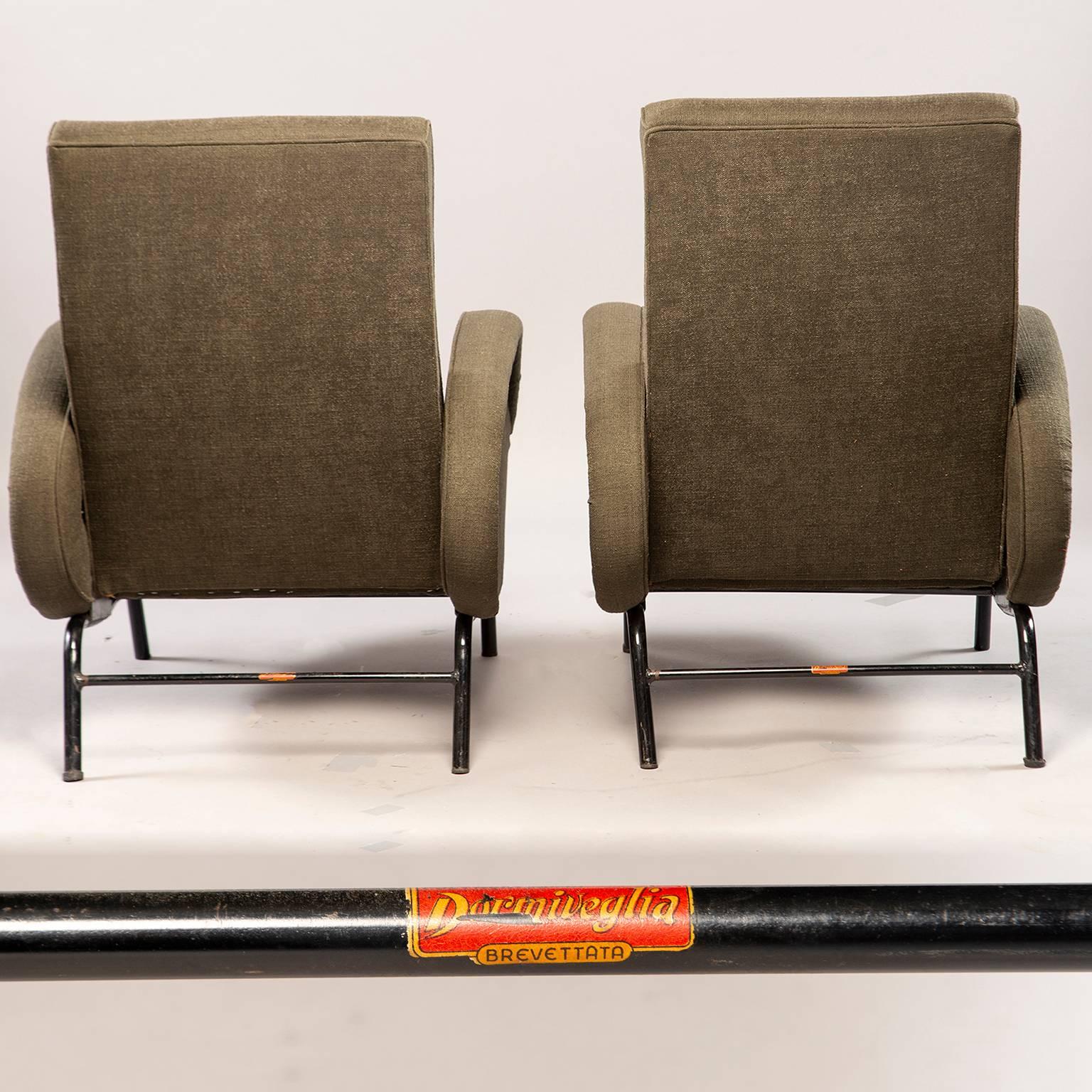 Mid-Century Modern Pair of Italian Midcentury Reclining Chairs in the Manner of Marco Zanuso