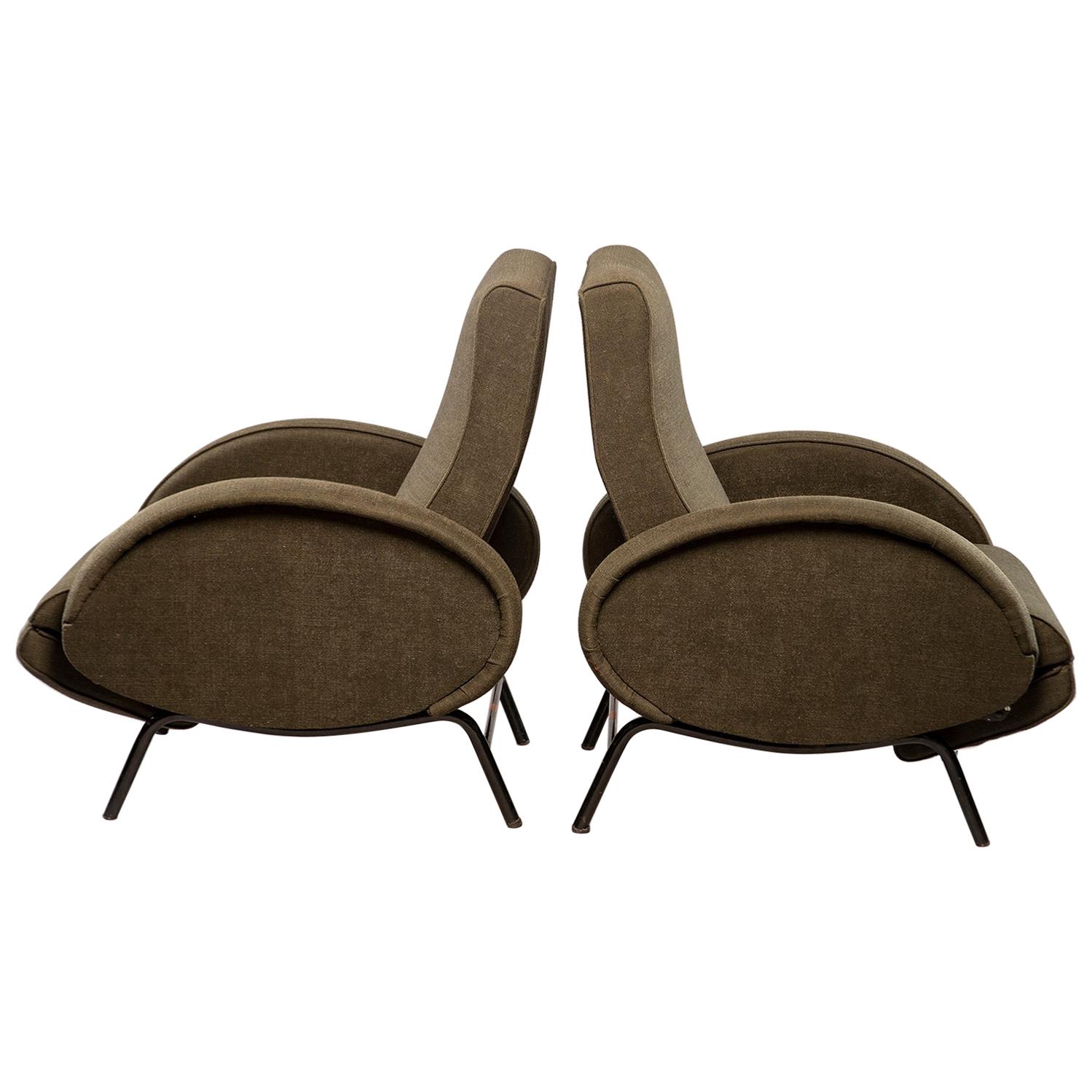 Pair of Italian Midcentury Reclining Chairs in the Manner of Marco Zanuso