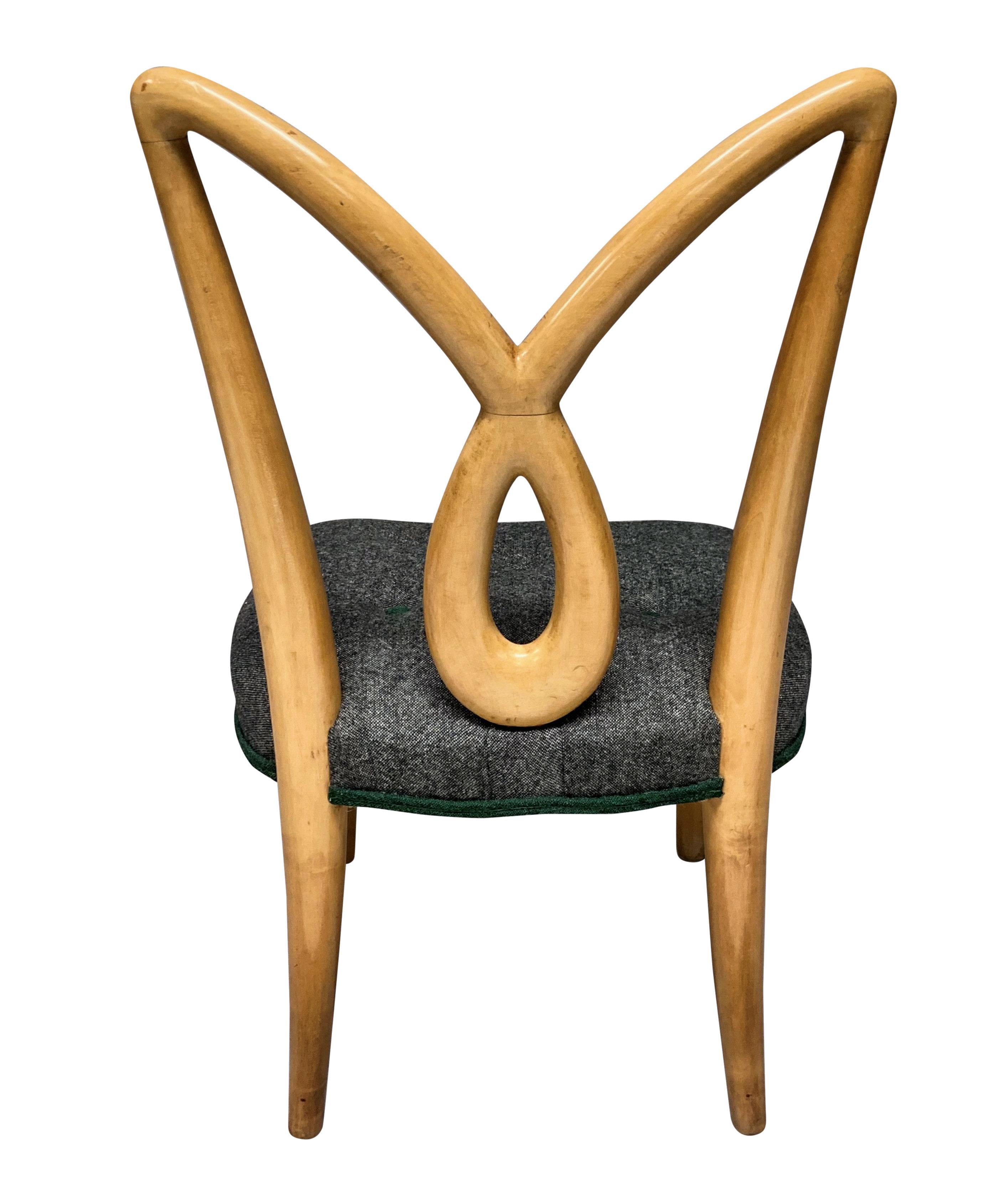 Fruitwood Pair Of Italian Midcentury Sculptural Hall Chairs For Sale