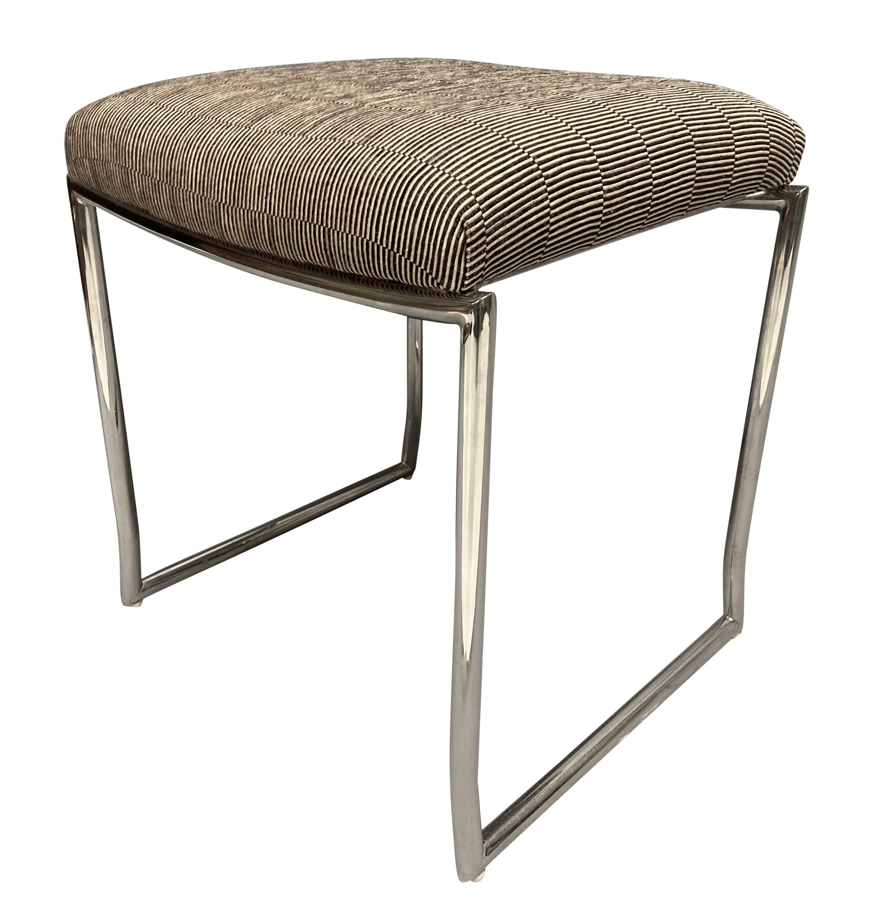 Pair Of Italian Midcentury Stools In Chrome In Good Condition In Kent, Dover