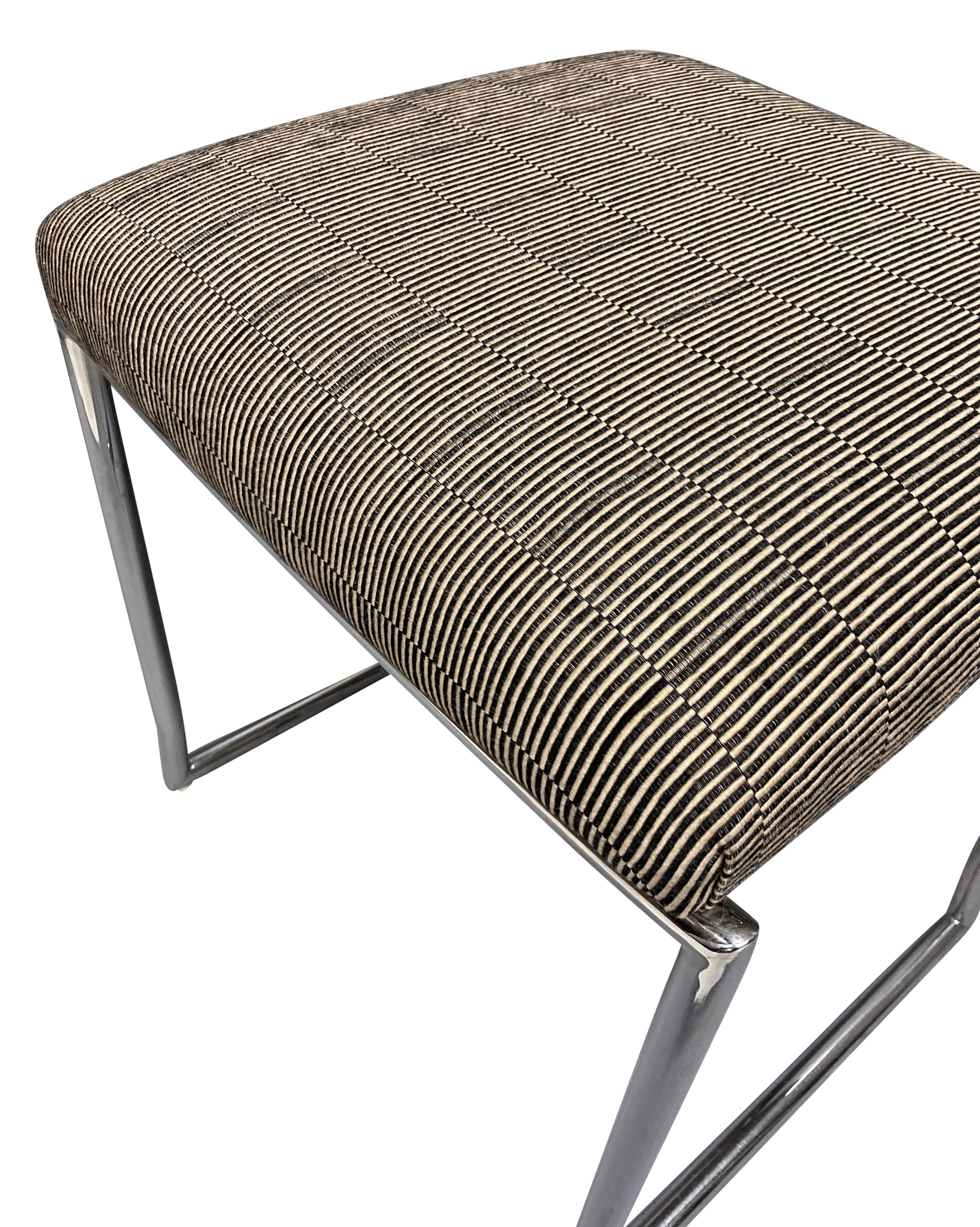 Mid-20th Century Pair Of Italian Midcentury Stools In Chrome