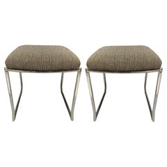 Pair Of Italian Midcentury Stools In Chrome