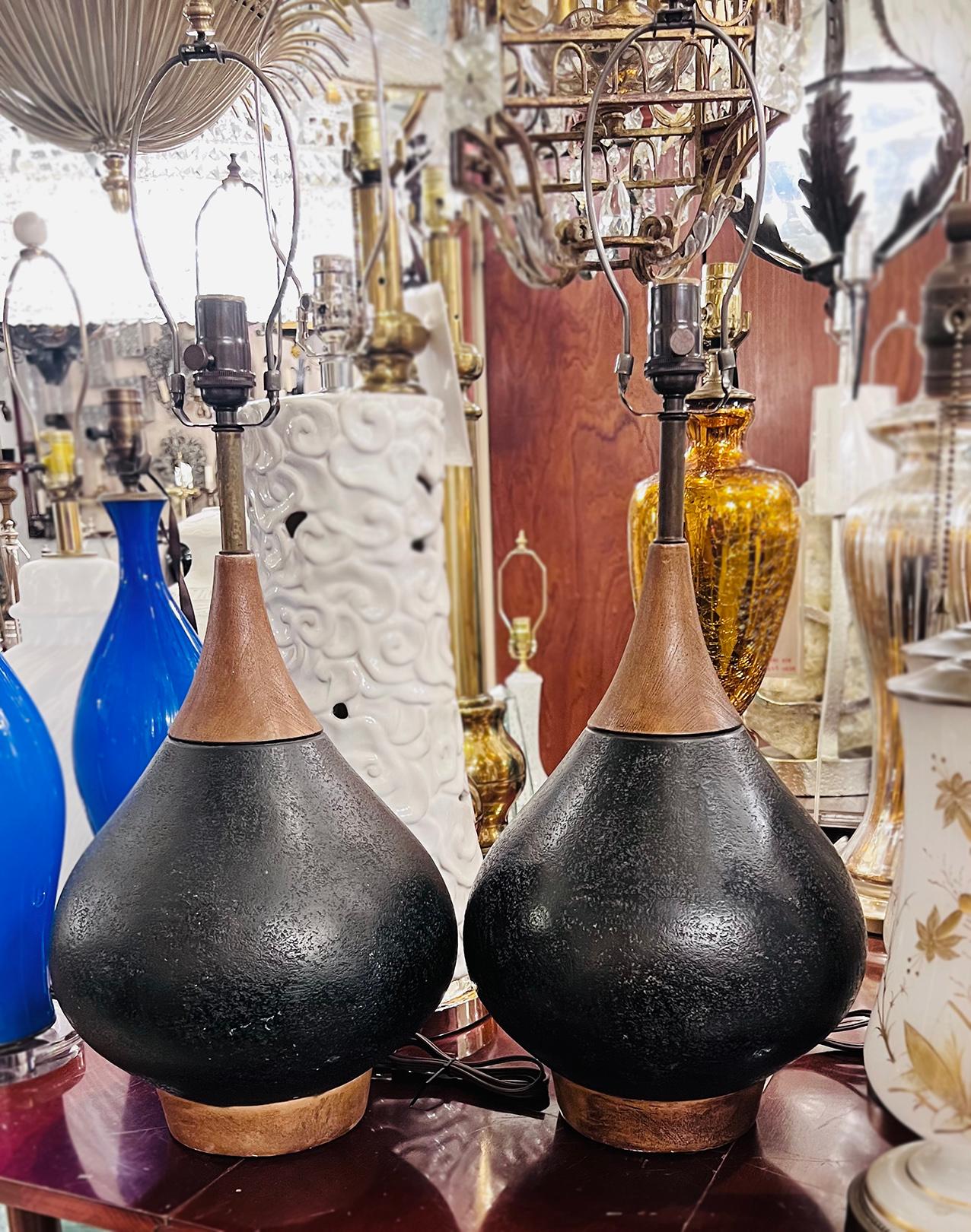 Ceramic Pair of Italian Midcentury Table Lamps For Sale