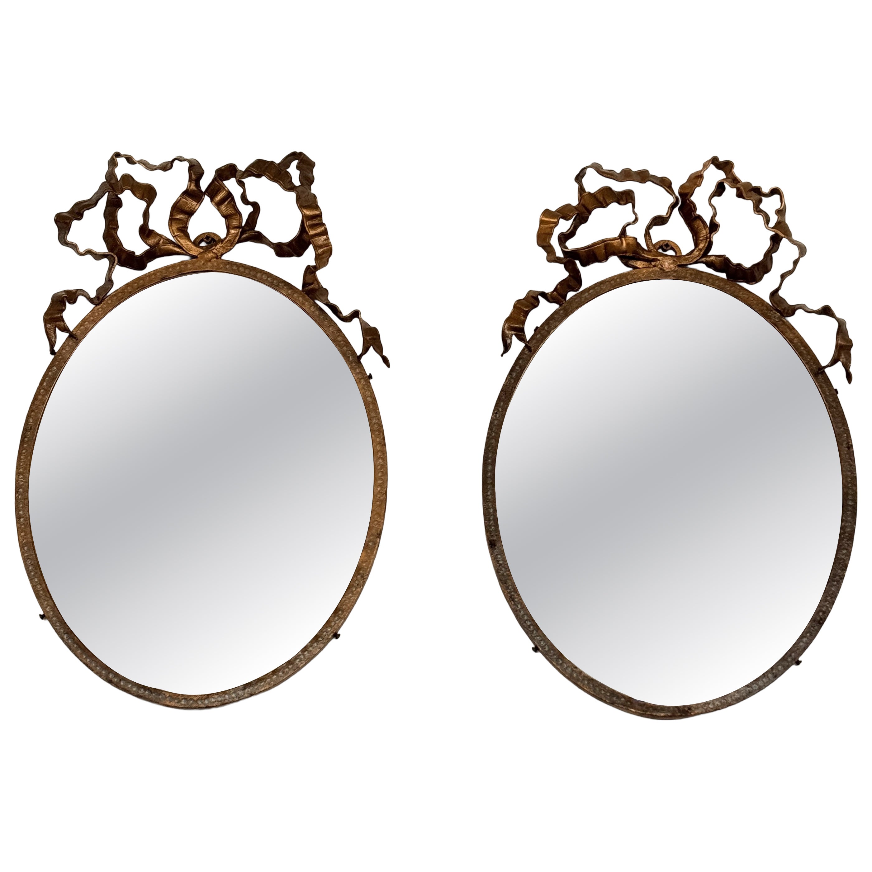 Pair of Italian Midcentury Wrought Iron Wall Mirrors, 1950s