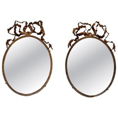 Pair of Italian Midcentury Wrought Iron Wall Mirrors, 1950s
