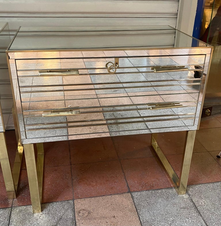 Pair of Italian Mirrored Chests of Drawers circa 197080 For Sale at 1stDibs