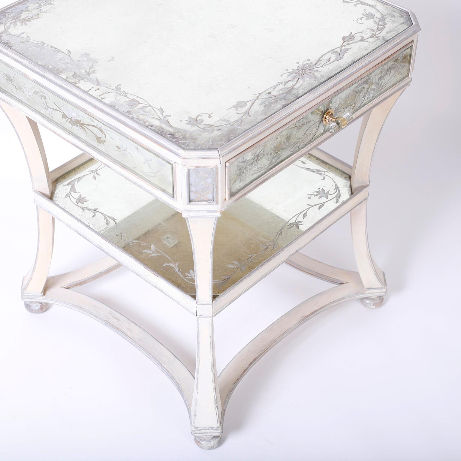 20th Century Pair of Italian Mirrored End Tables For Sale