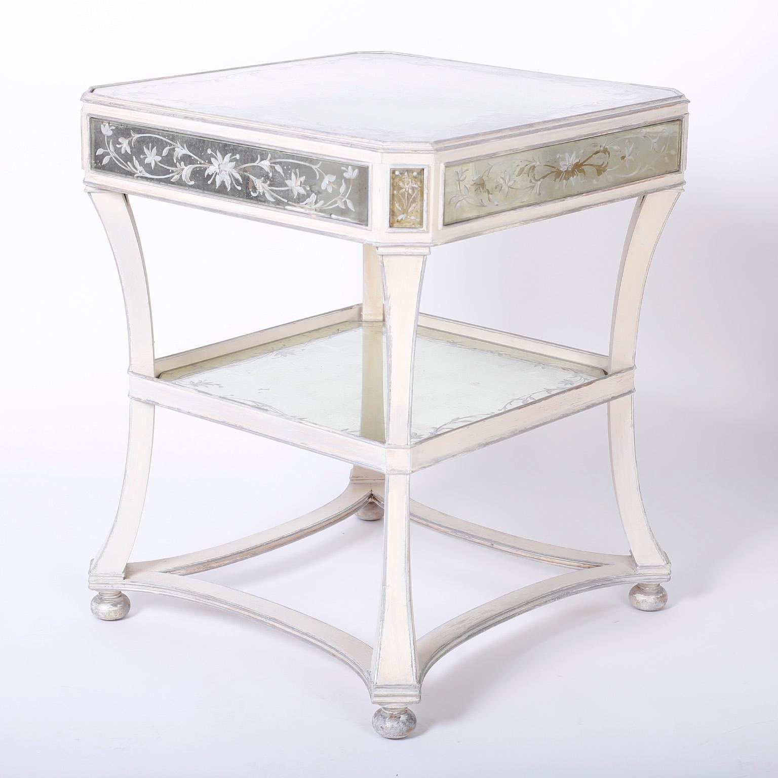 Pair of Italian Mirrored End Tables For Sale 2