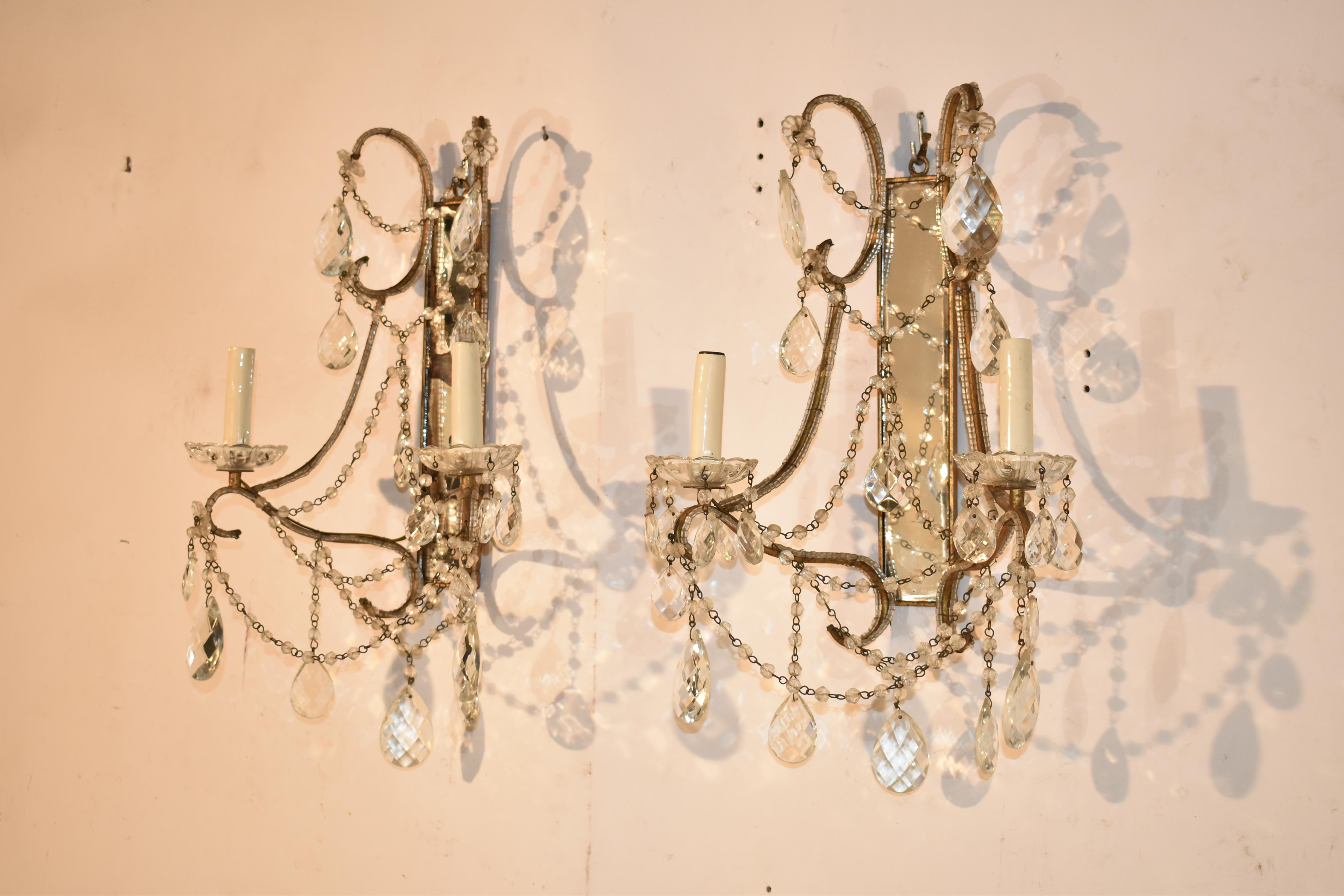 Pair of Italian Mirrored Wall Sconces, Circa 1960's For Sale 3
