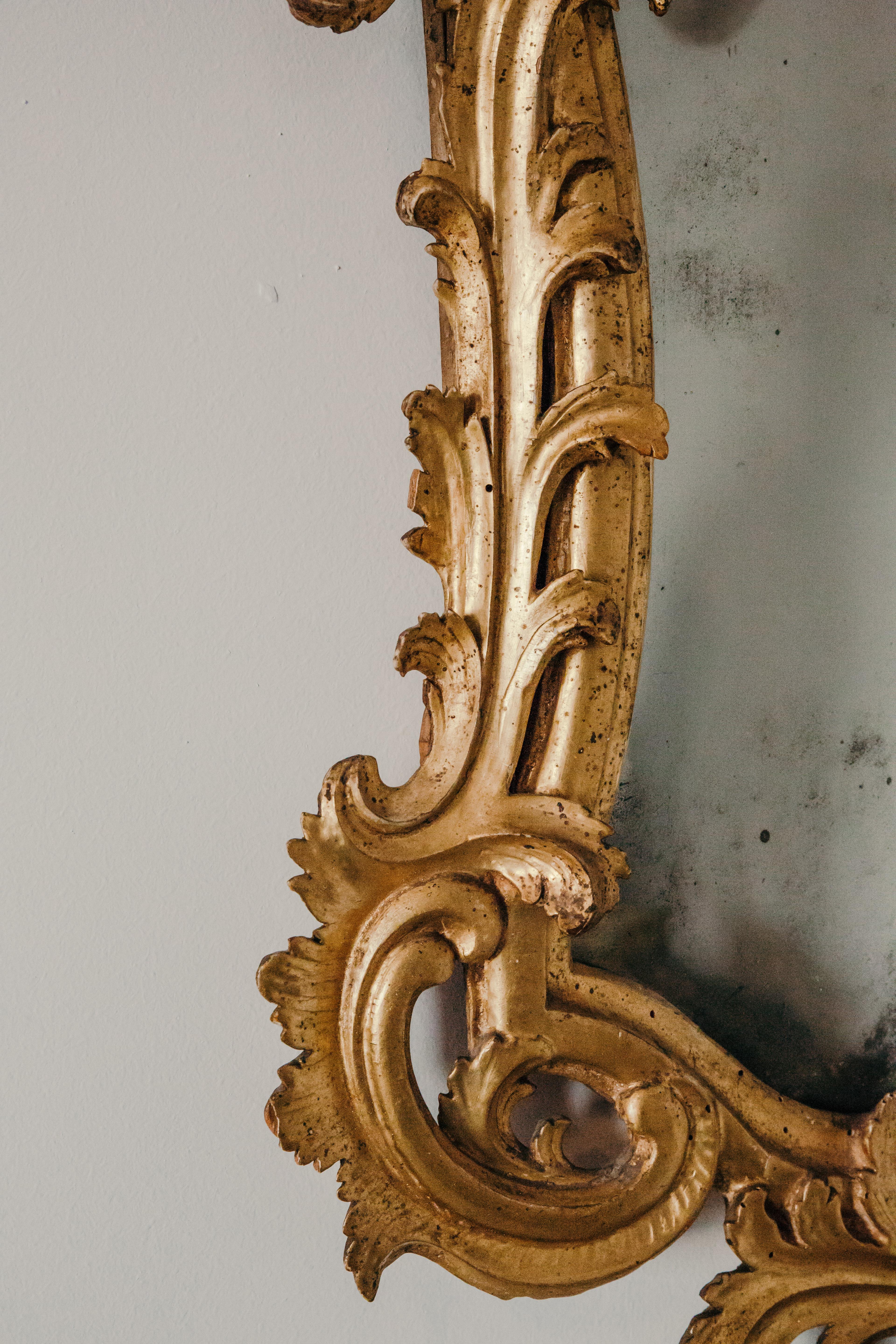 18th Century Pair of 18th century Italian mirrors in gilt wood, Louis XV For Sale