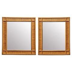 Pair of Italian Mirrors with Bamboo Cane Frame, 1970s