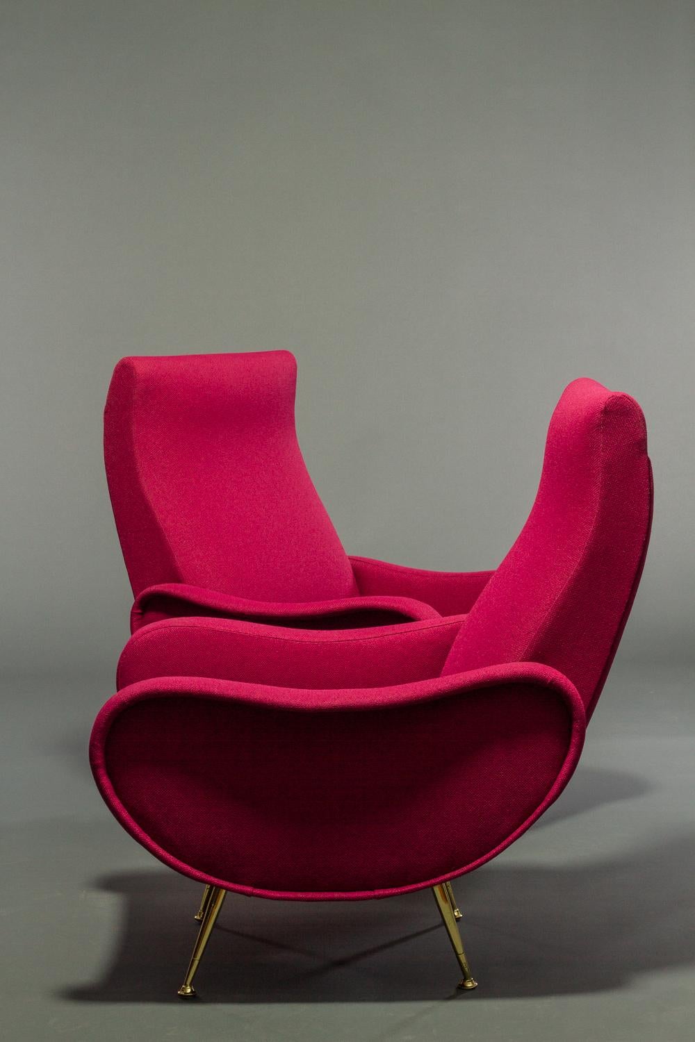 Wool Pair of Italian Modern Armchairs