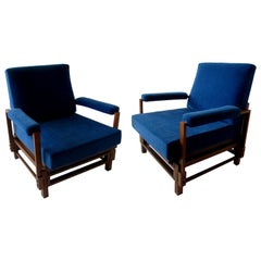 Pair of Italian Modern Walnut Armchairs, ISA, attributed to Gio Ponti
