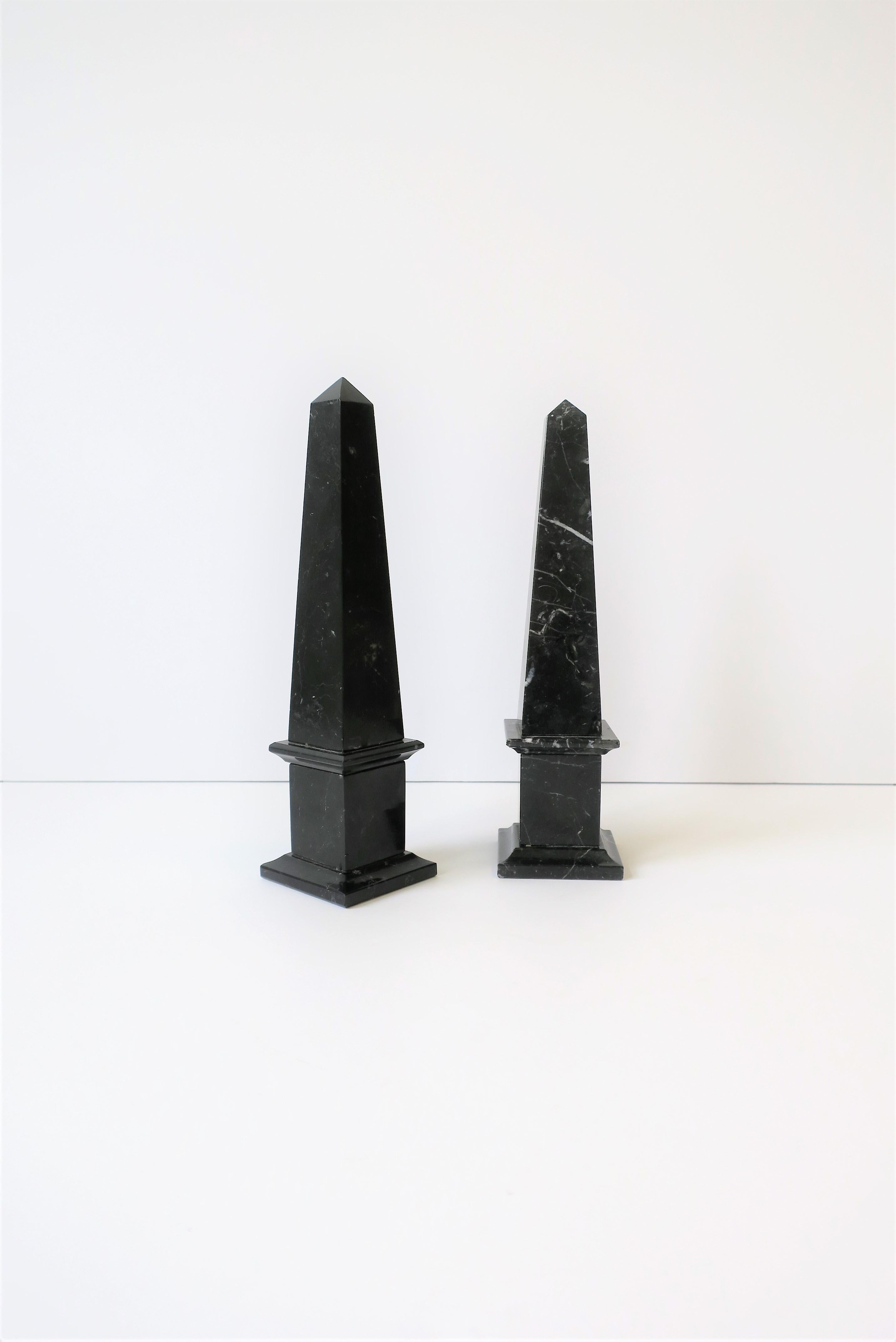 Pair of Italian Modern Black and White Marble Obelisks 7