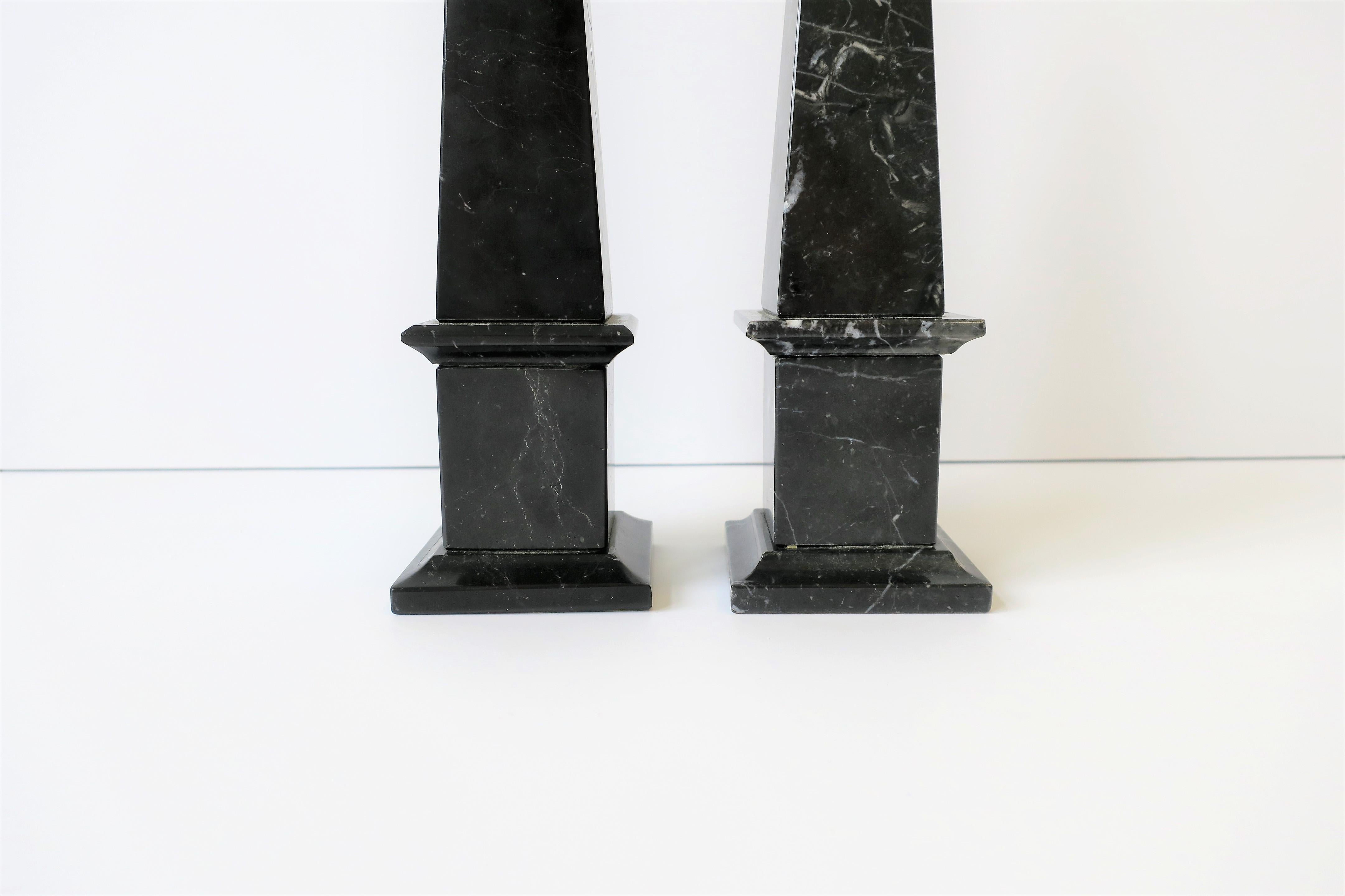 Pair of Italian Modern Black and White Marble Obelisks 5