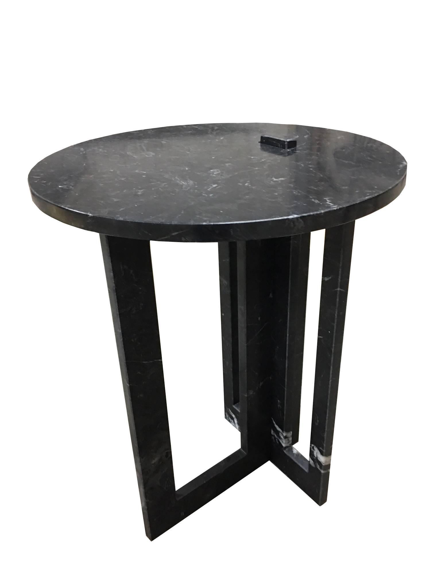 Hand-Crafted Pair of Italian Modern Black Marble Side Tables by Massimo Mangiardi