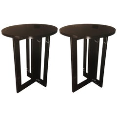 Pair of Italian Modern Black Marble Side Tables by Massimo Mangiardi