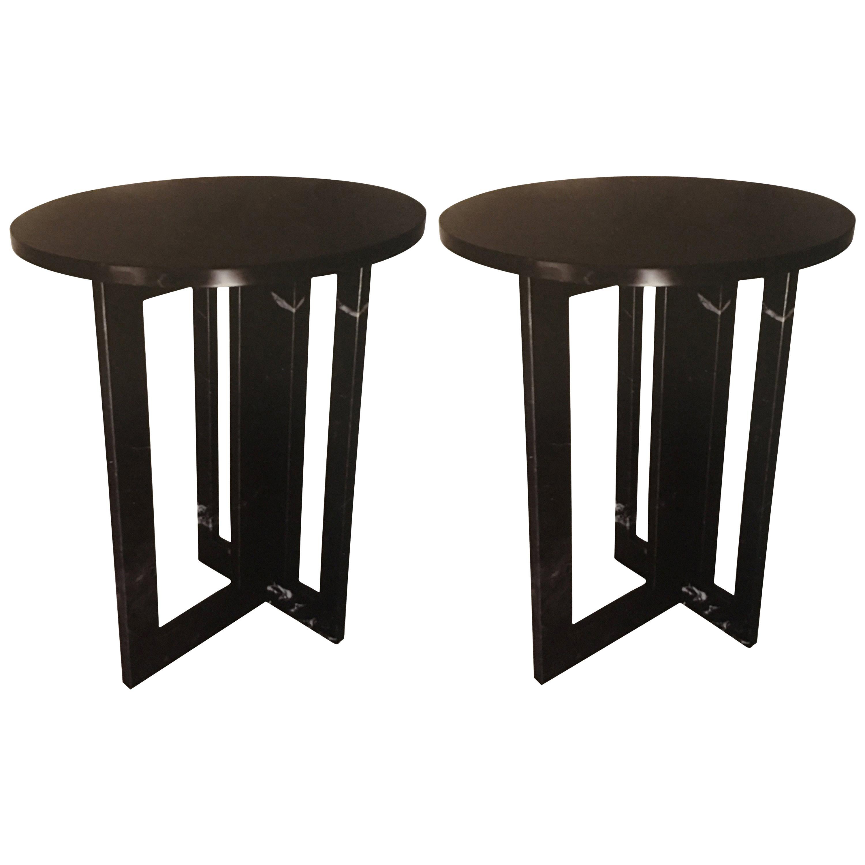 Pair of Italian Modern Black Marble Side Tables by Massimo Mangiardi For Sale
