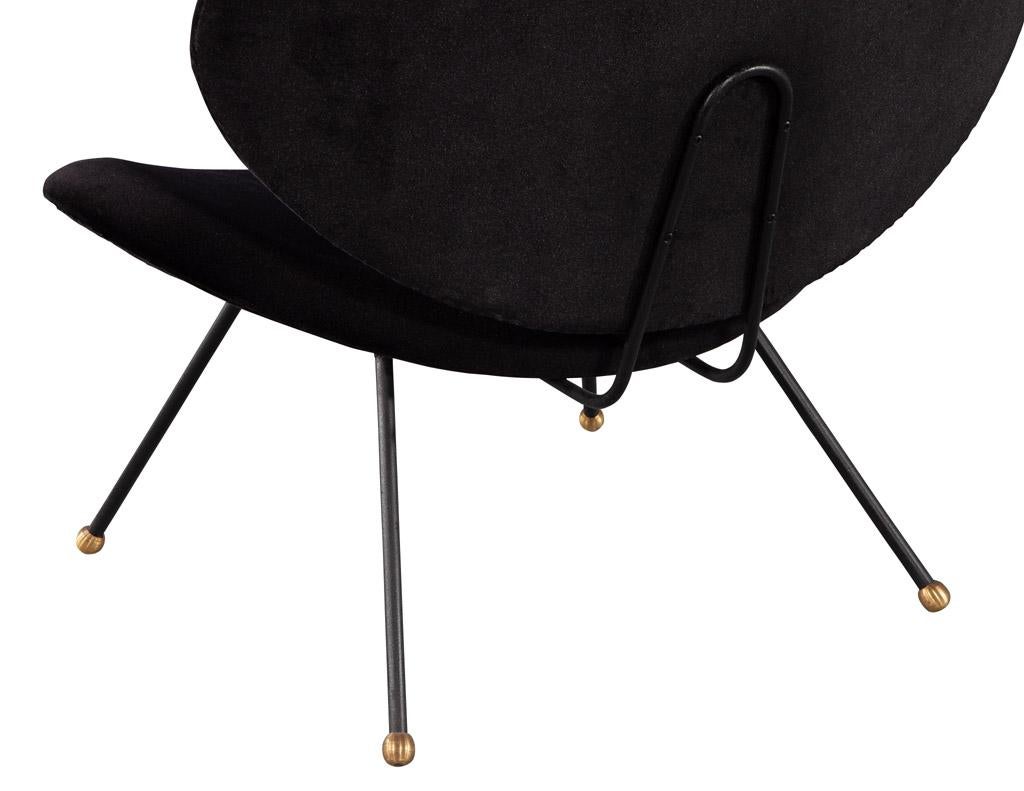 Pair of Italian Modern Black Velvet Accent Chairs For Sale 6