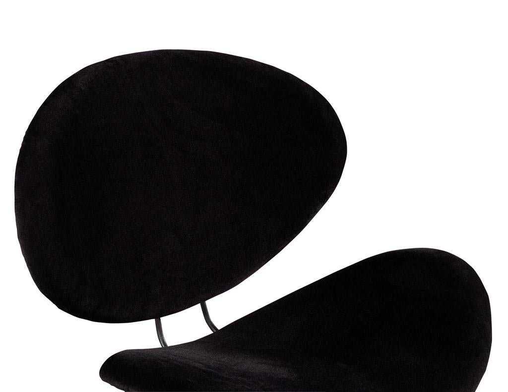 Pair of Italian Modern Black Velvet Accent Chairs For Sale 7