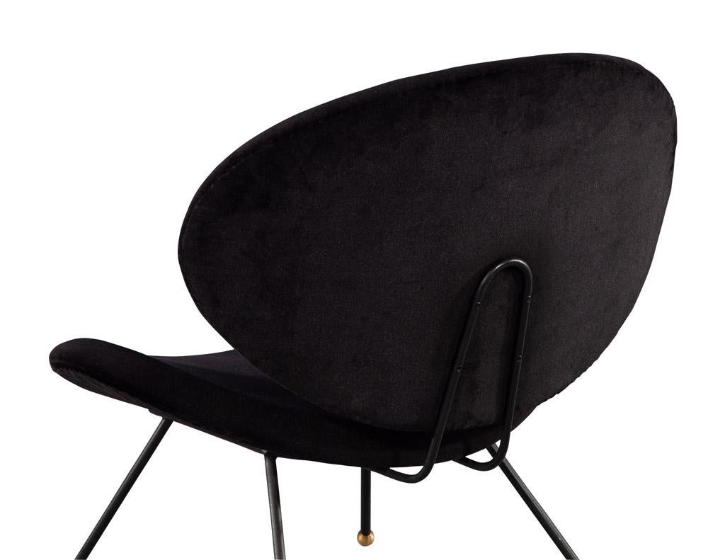 Pair of Italian Modern Black Velvet Accent Chairs For Sale 10