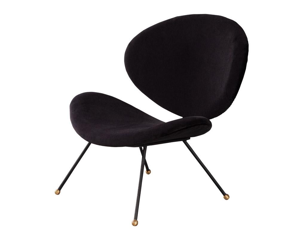Pair of Italian Modern Black Velvet Accent Chairs For Sale 1