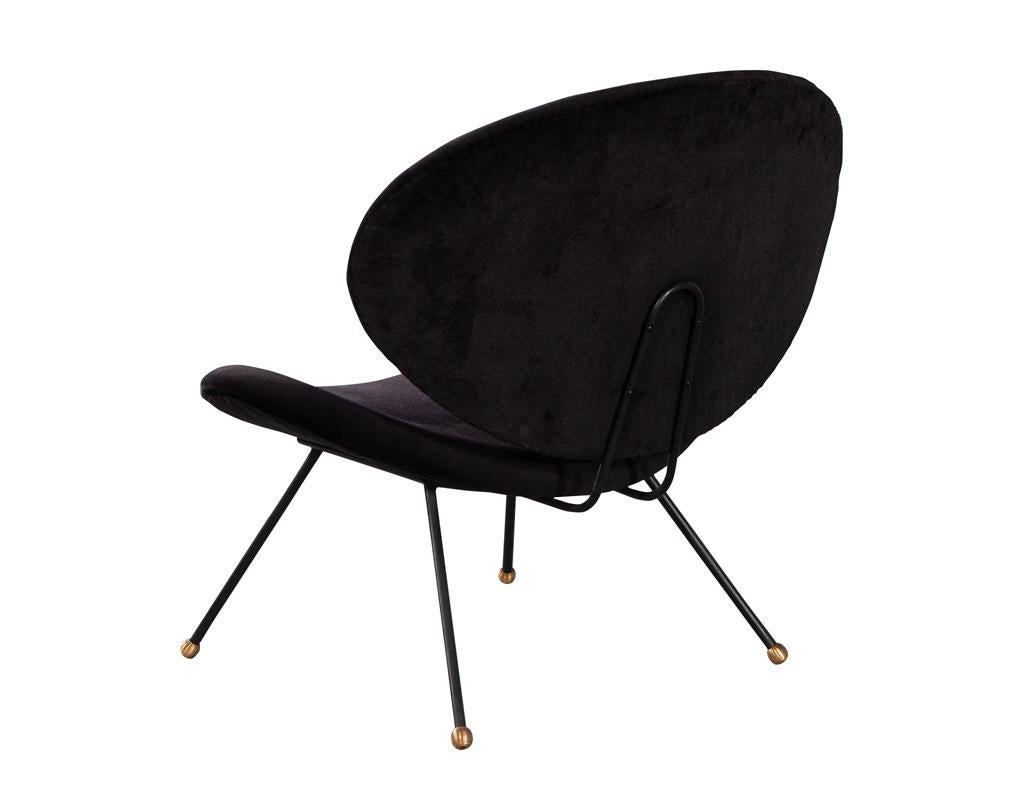 Pair of Italian Modern Black Velvet Accent Chairs For Sale 4