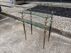 Pair Of Italian Modern Brass And Glass Tables