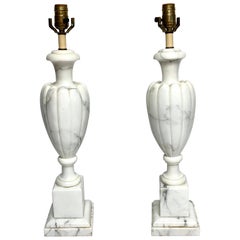 Vintage Pair of Italian Modern Carrera Marble Lamps